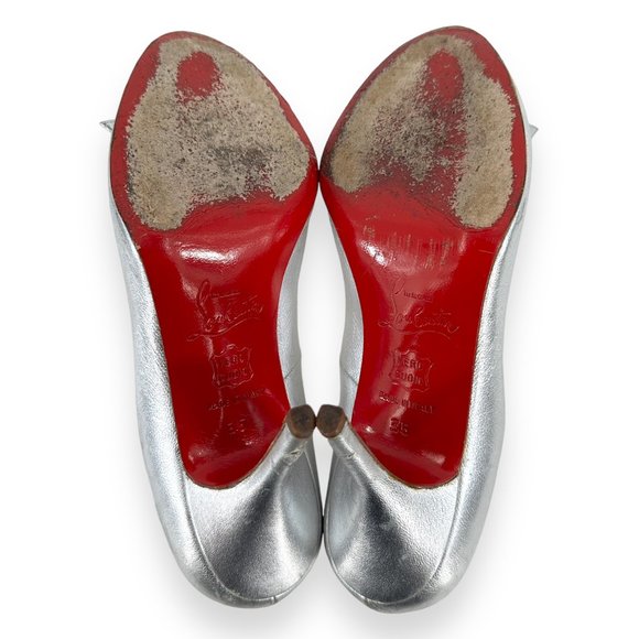 Christian Louboutin Silver Peep Toe Pumps - Picture 7 of 9